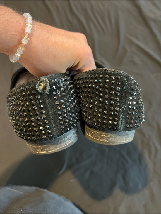 Steve Madden Men’s Black Crystal-Studded Slip-On Loafers